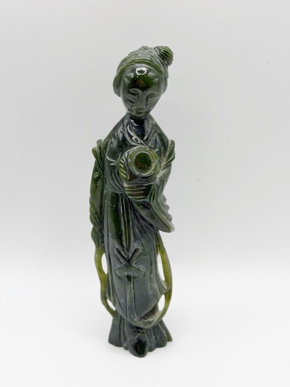 Green Jade Jadeite Statue Kwan Yin - Guan Yin Concubine Hand Carved